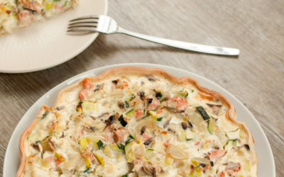 Quiche de salmón y verduras sin lactosa