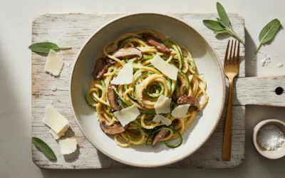 Espaguetis de calabacín a la carbonara vegetariana