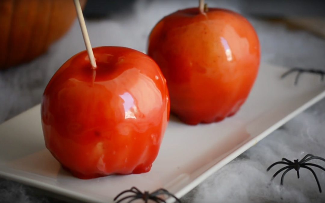 Manzanas de caramelo para Halloween
