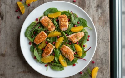 Receta de salmón salteado con ensalada